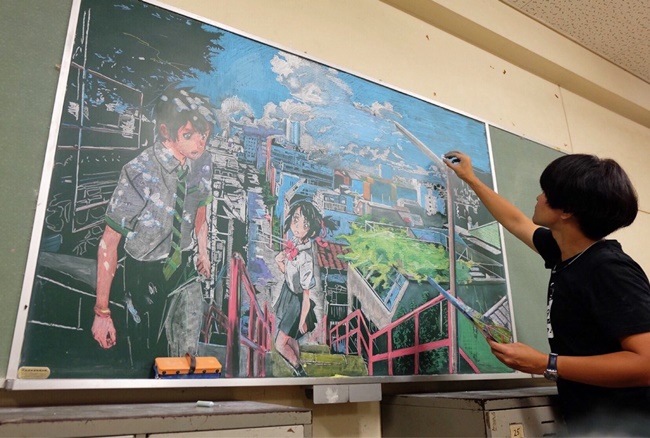 日本美术老师画的《你的名字。》版画实在太美啦★宛如海报的作画连电影制作组都大吃一惊！