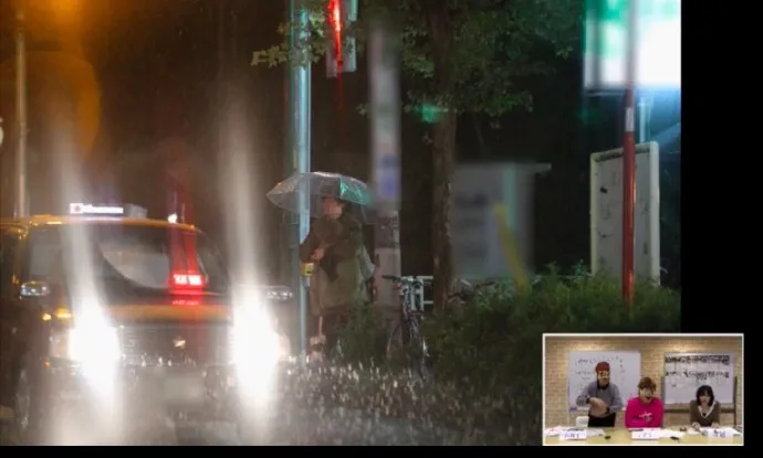 「周刊文春」直播爆料Pile与某男子雨夜密会同伞相拥