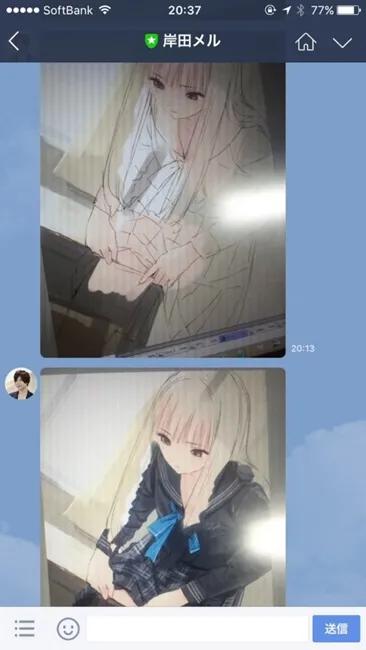 日本插画家「岸田梅尔」的官方LINE实在是太闹啦w!图中的美少女最后居然变成了…