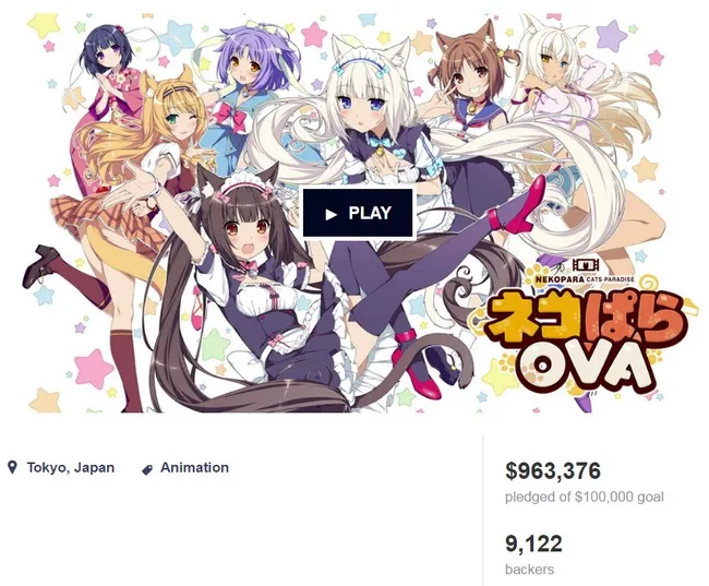爱猫一族的大胜利!《NEKOPARA OVA》刷新Kickstarter动画部门募资金额最高记录!