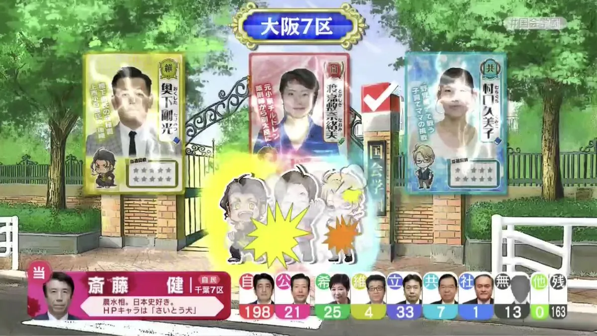 日本选举特别节目《国会学园》把政党变成二次元角色展开激烈的卡牌战斗!?这样的选举真的没问题吗(゚∀゚)?