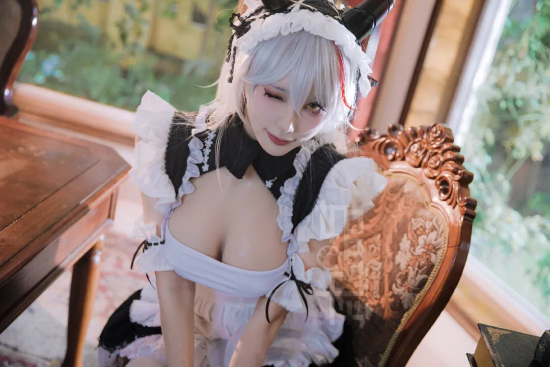 《碧蓝航线》埃吉尔女仆cosplay-12