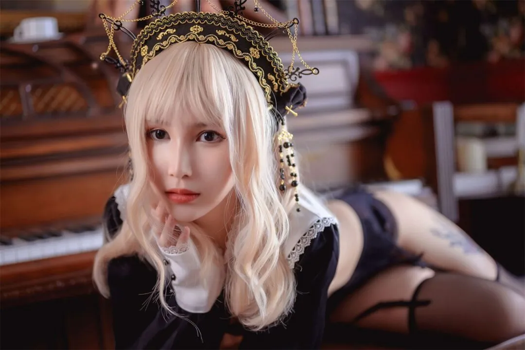 黑丝蕾丝内衣修女性感写真-33