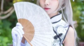 白丝旗袍美女cos春日野穹-绝对领域