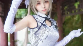 白丝旗袍美女cos春日野穹-绝对领域