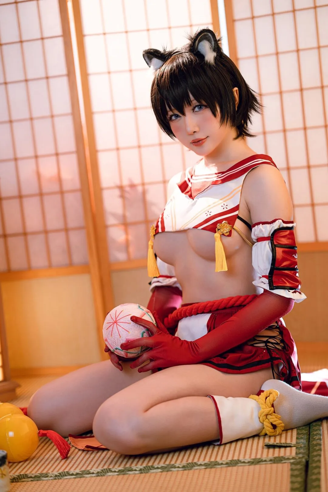 碧蓝航线春日椿cos——奶盖美胸翘臀性感大长腿-10