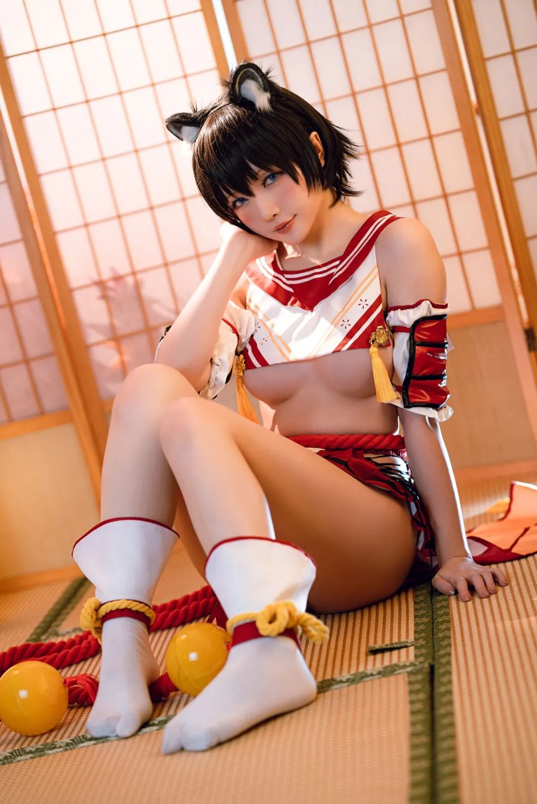 碧蓝航线春日椿cos——奶盖美胸翘臀性感大长腿-14