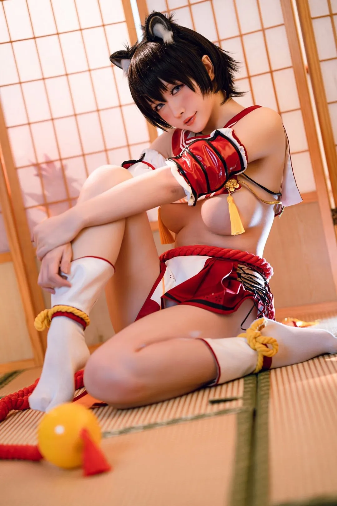 碧蓝航线春日椿cos——奶盖美胸翘臀性感大长腿-16