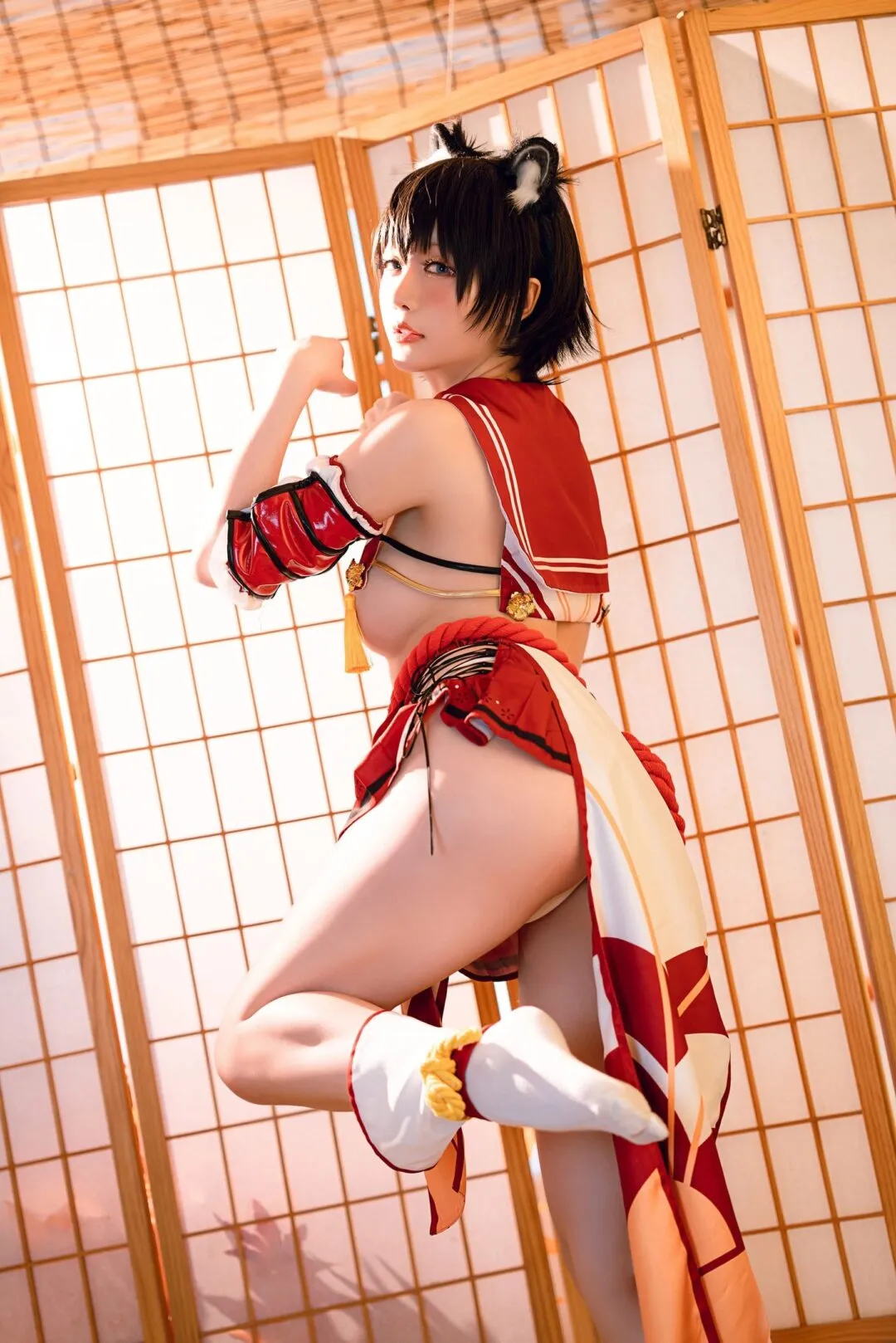 碧蓝航线春日椿cos——奶盖美胸翘臀性感大长腿-23