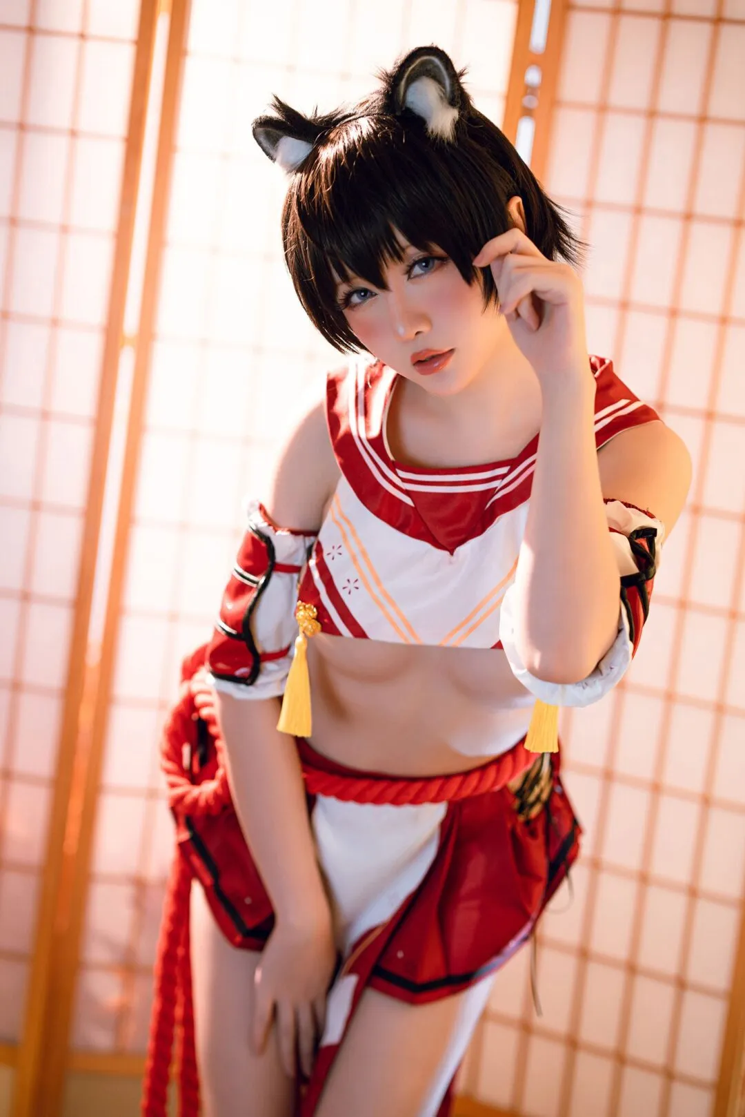 碧蓝航线春日椿cos——奶盖美胸翘臀性感大长腿-24