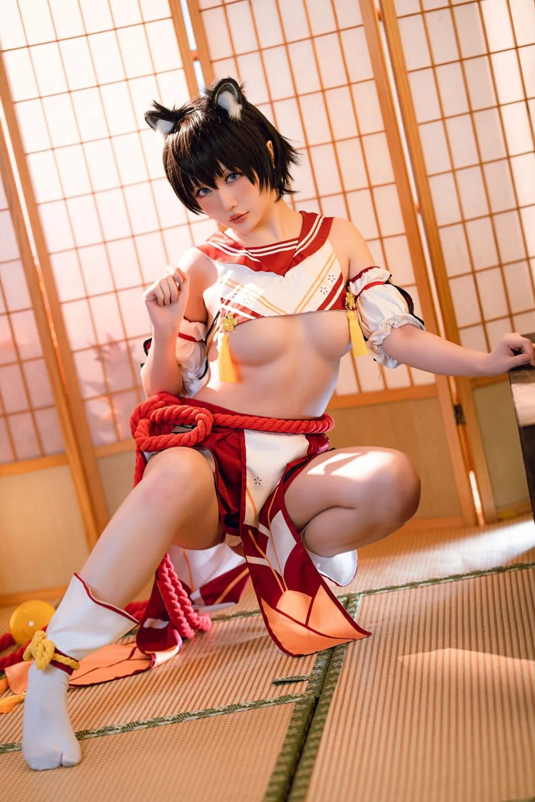 碧蓝航线春日椿cos——奶盖美胸翘臀性感大长腿-25