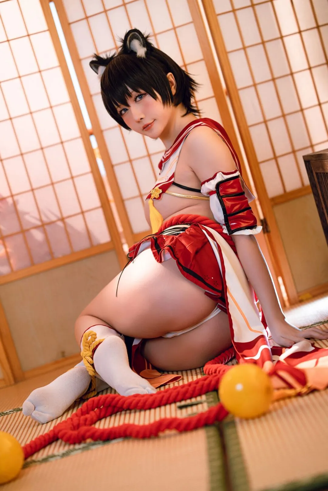 碧蓝航线春日椿cos——奶盖美胸翘臀性感大长腿-30