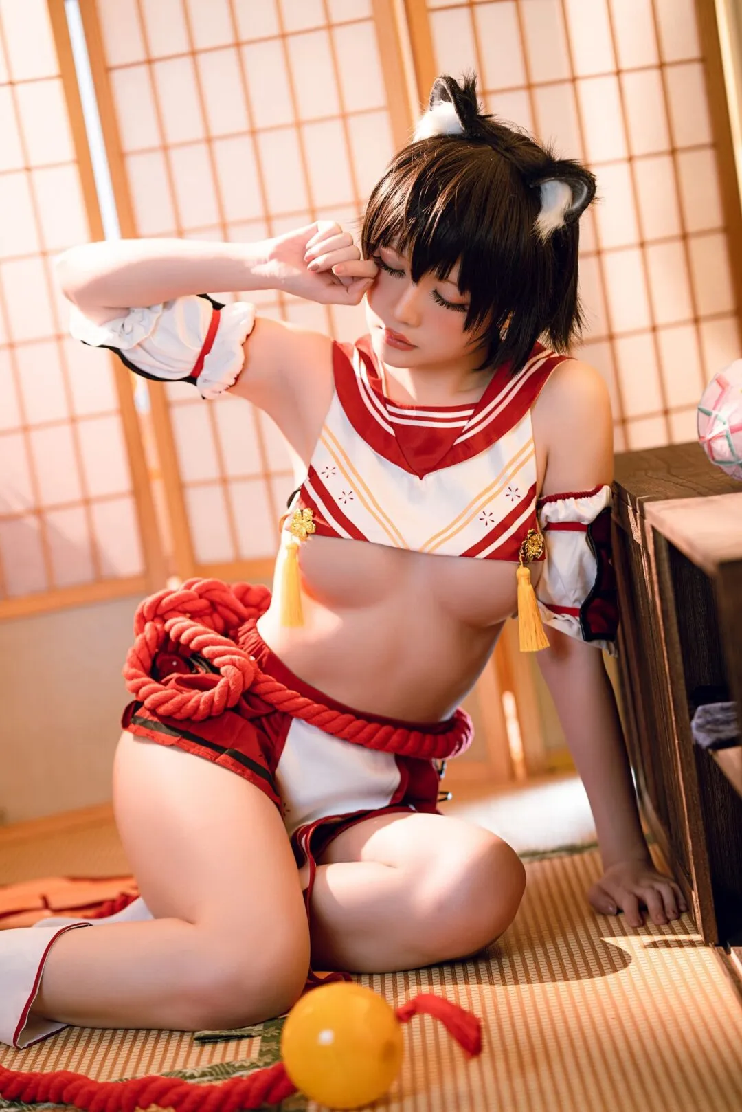 碧蓝航线春日椿cos——奶盖美胸翘臀性感大长腿-29