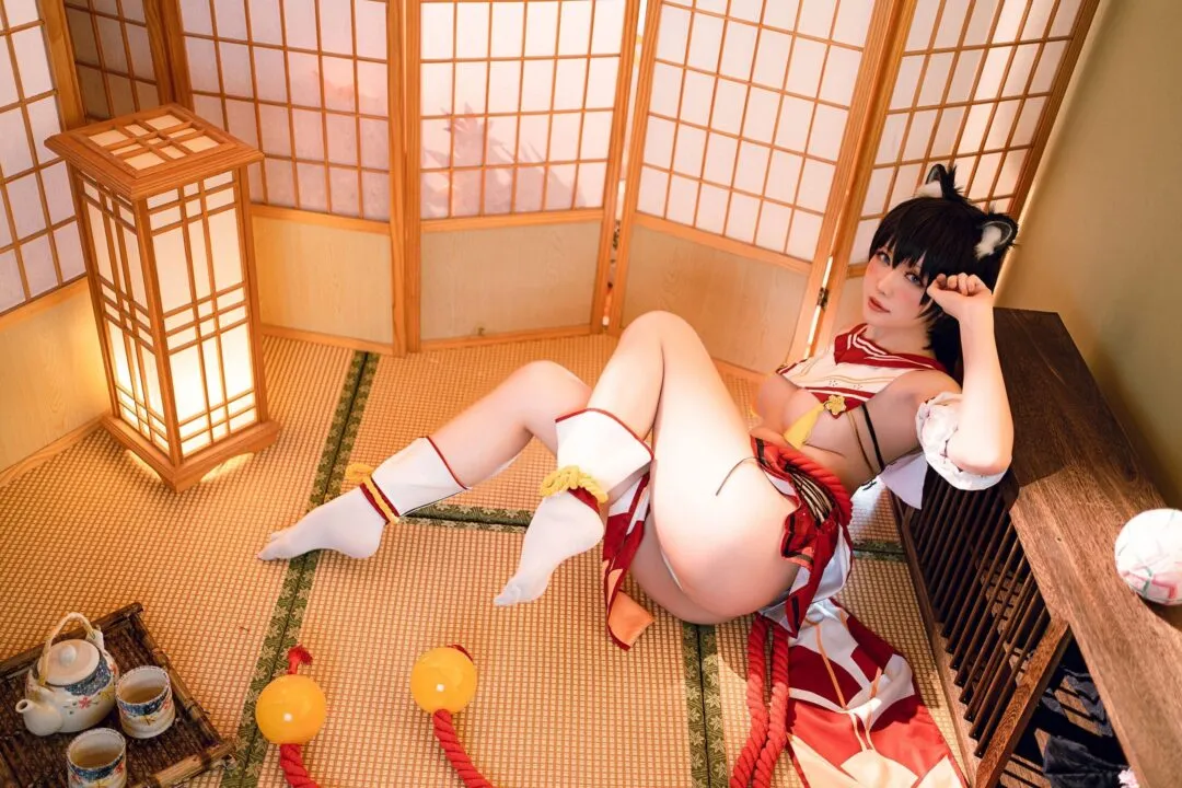 碧蓝航线春日椿cos——奶盖美胸翘臀性感大长腿-31