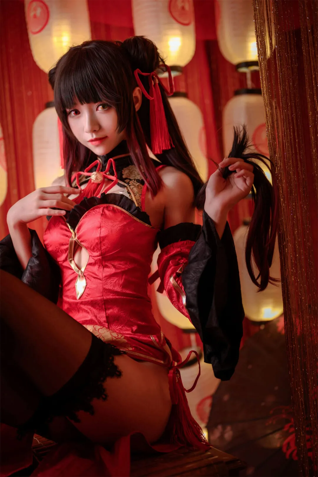 红色双马尾cosplay-绝对领域