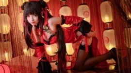 红色双马尾cosplay-绝对领域