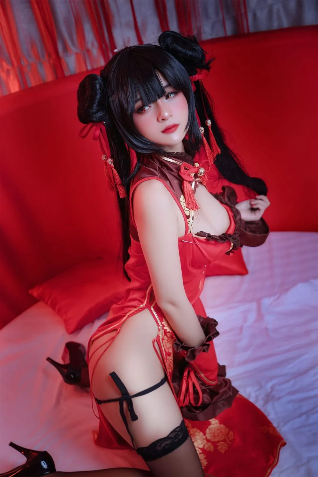 约会大作战 时崎狂三旗袍cosplay-10