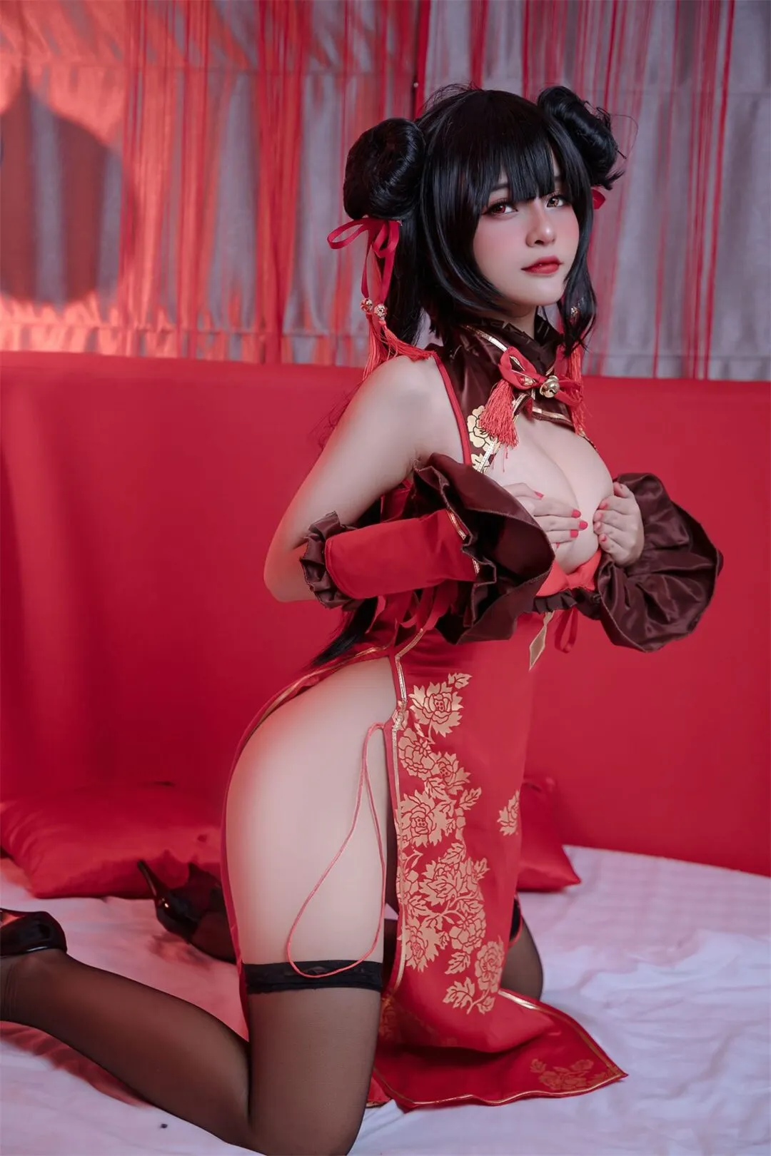 约会大作战 时崎狂三旗袍cosplay-11