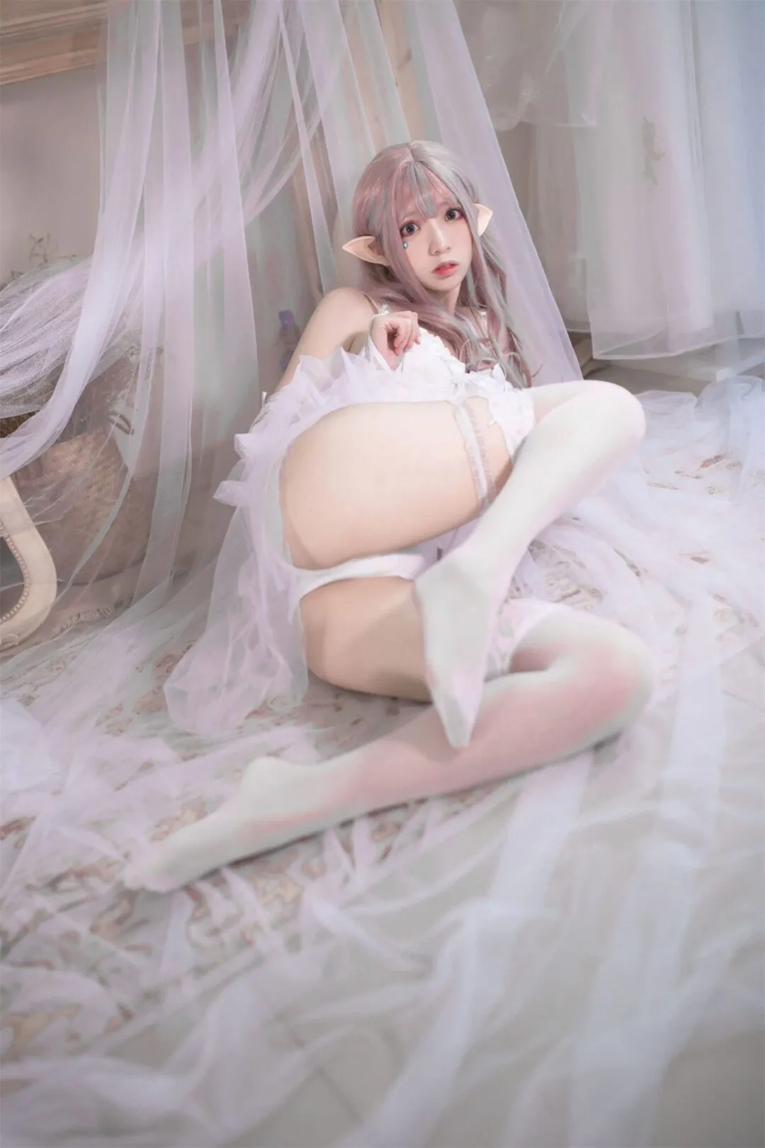 精灵少女性感白丝私房写真-6