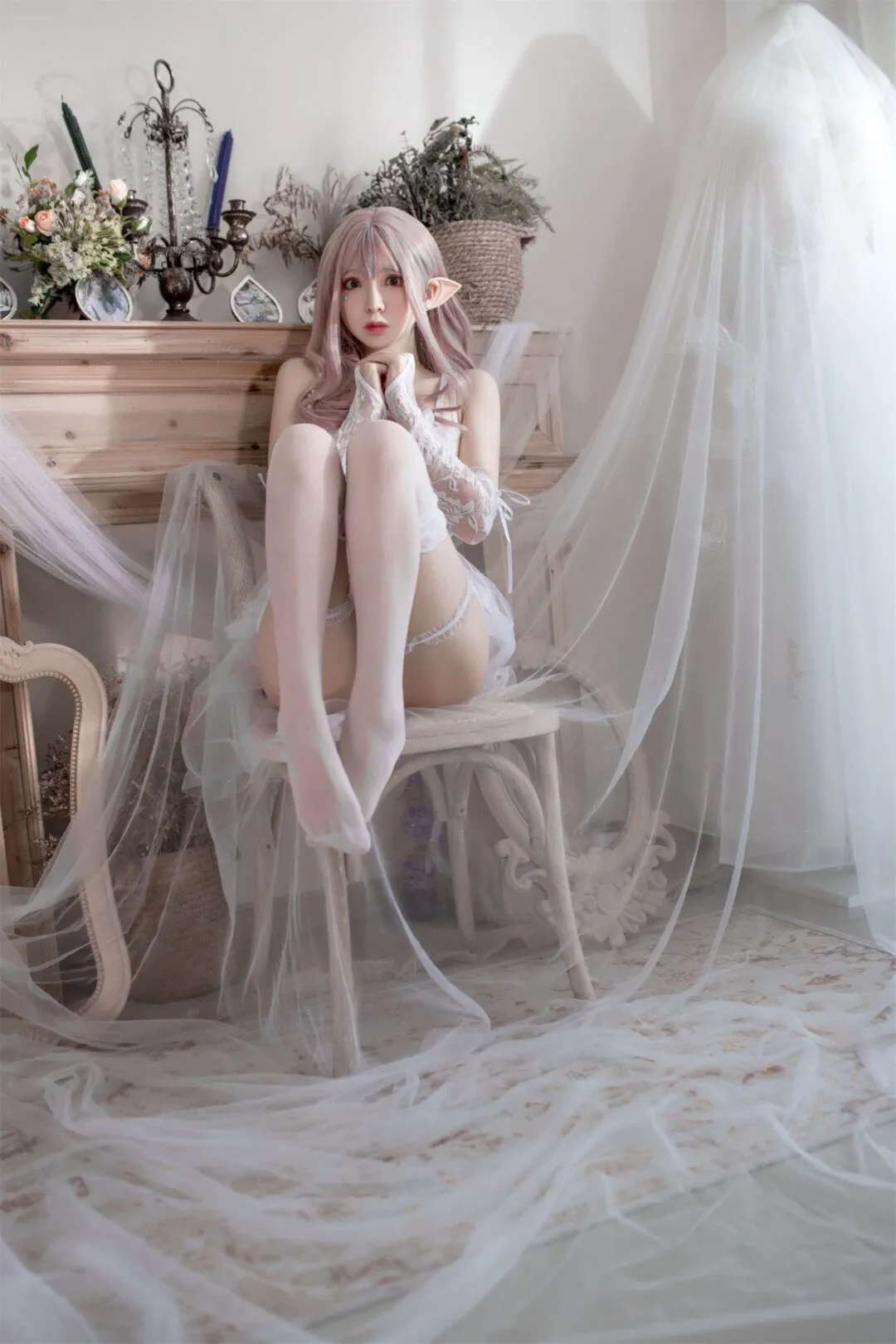 精灵少女性感白丝私房写真-10