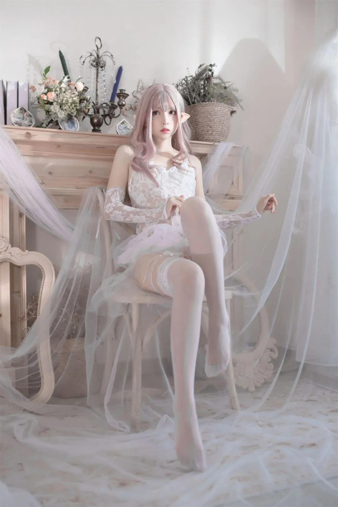 精灵少女性感白丝私房写真-13