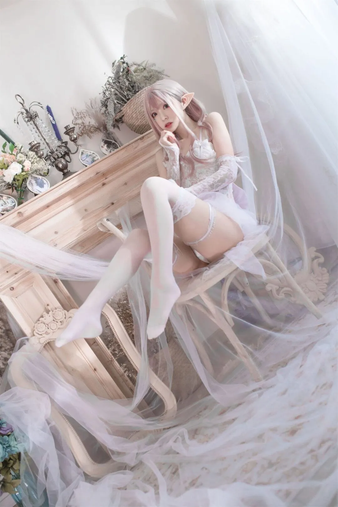 精灵少女性感白丝私房写真-14