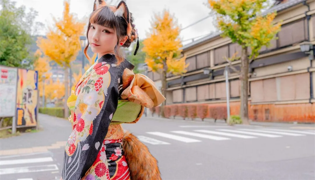 JK美少女和服黑丝性感写真-2