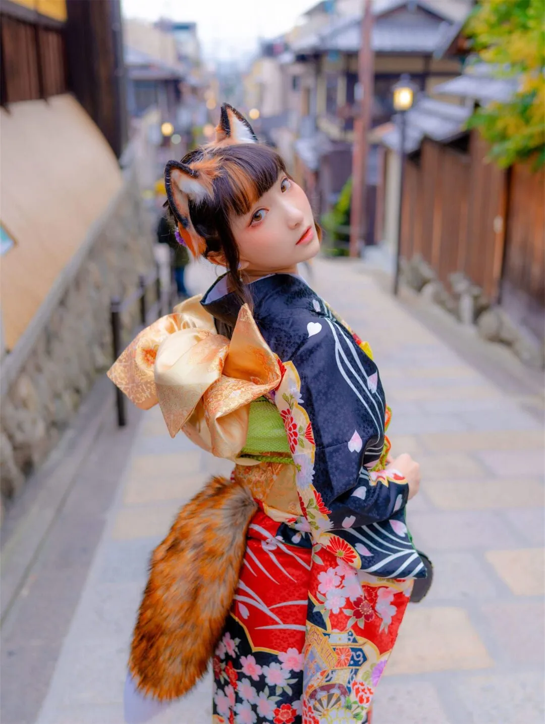 JK美少女和服黑丝性感写真-3