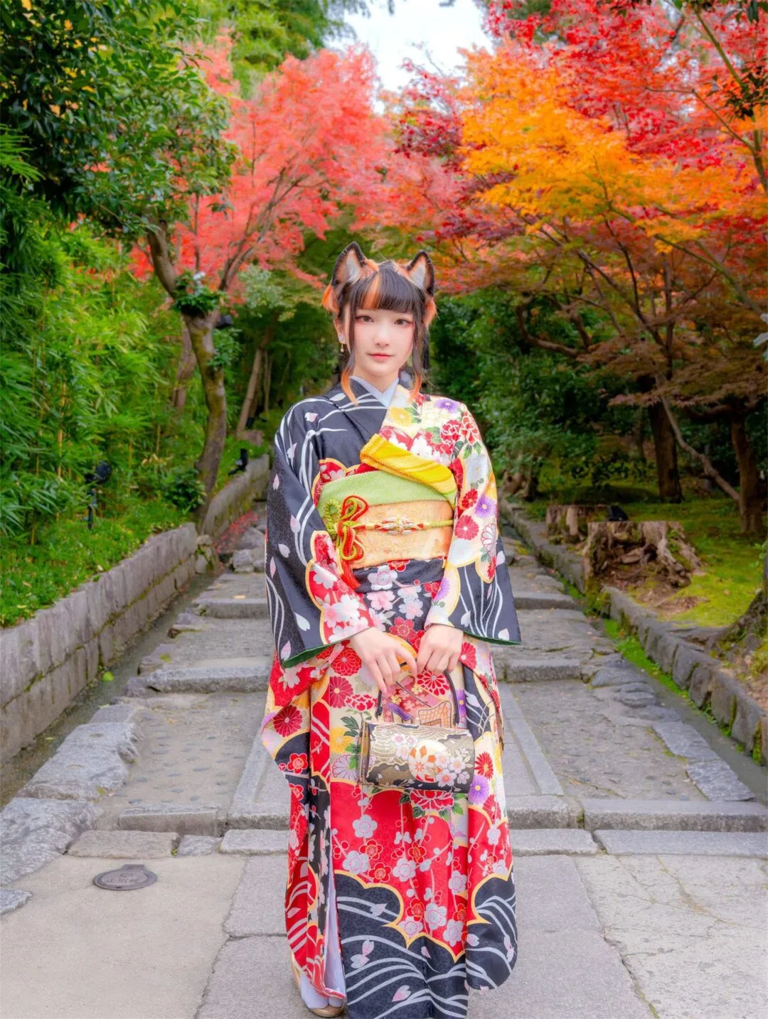JK美少女和服黑丝性感写真-42