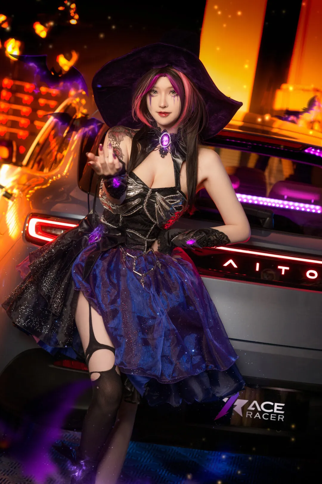 《王牌竞速》蝠翼万圣 魔女cosplay-13