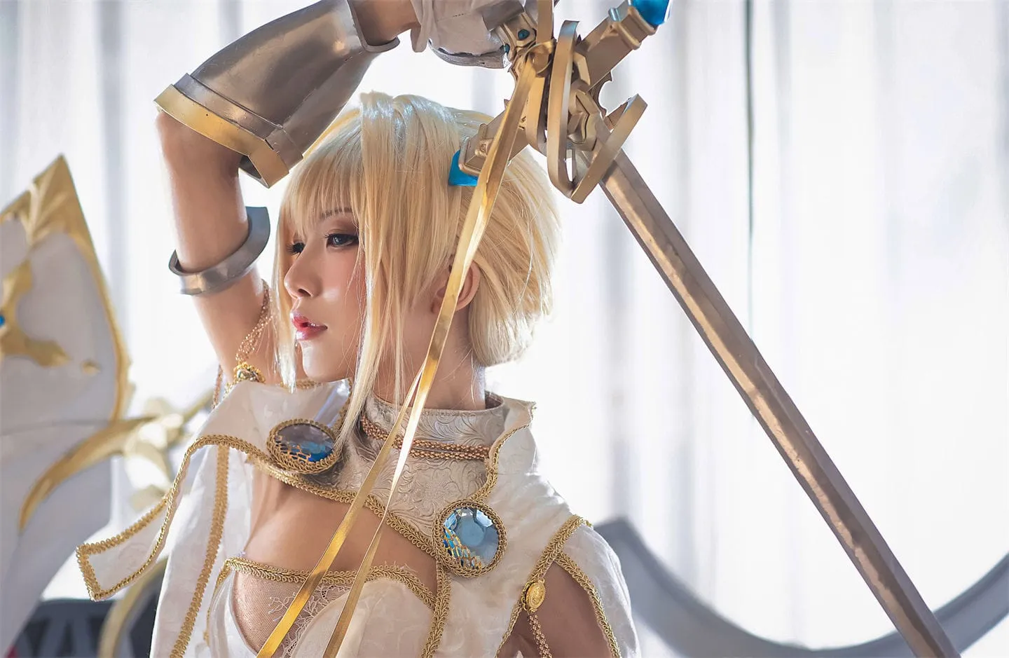 碧蓝航线 圣女贞德白丝泳衣cosplay-绝对领域