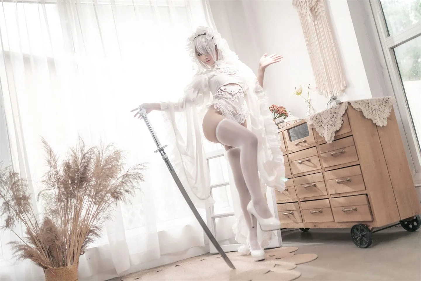 尼尔:机械纪元 2B白色花嫁cosplay-绝对领域