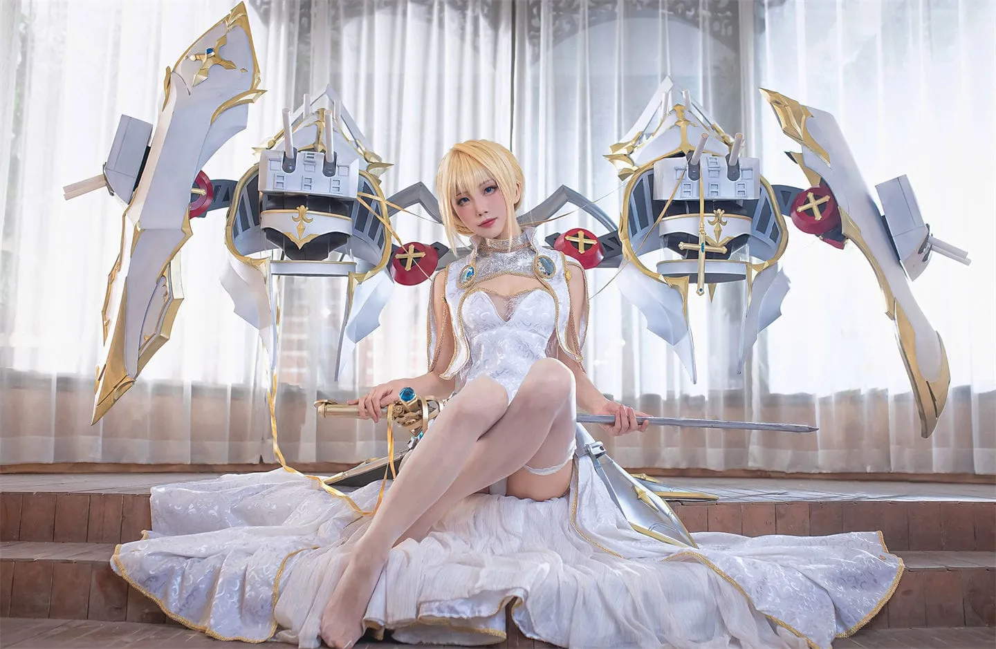 碧蓝航线 圣女贞德白丝泳衣cosplay-绝对领域