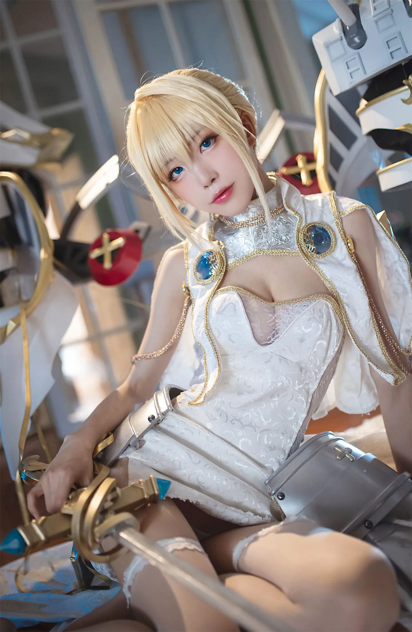 碧蓝航线 圣女贞德白丝泳衣cosplay-绝对领域