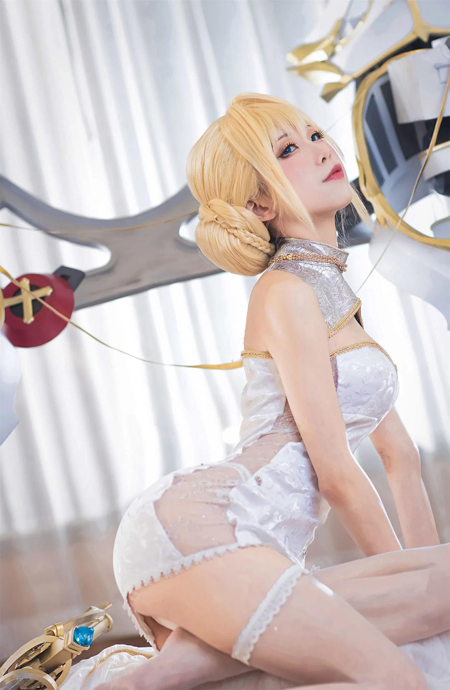 碧蓝航线 圣女贞德白丝泳衣cosplay-绝对领域
