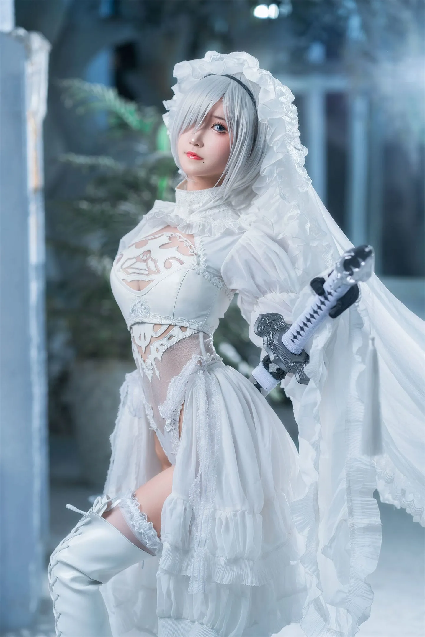 尼尔机械纪元 2B婚纱2cosplay-绝对领域