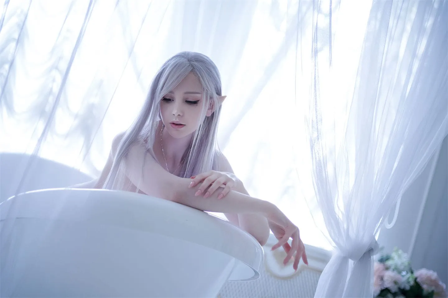 白发精灵cosplay-绝对领域